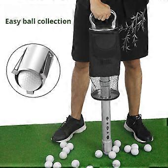 Golf Ball Collector Tube for Simulator And Range Practice, Detachable Aluminum Pickup Design with Net Basket, Carry Handle and Front Pocket Storage