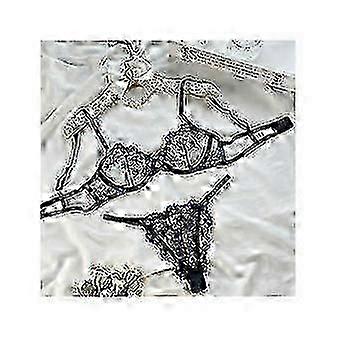 Women Sexy Lace Lingerie G-string Set Black Red XL Lace Lingerie 2 Piece Set Floral Embroidery Bra and Panty Sets