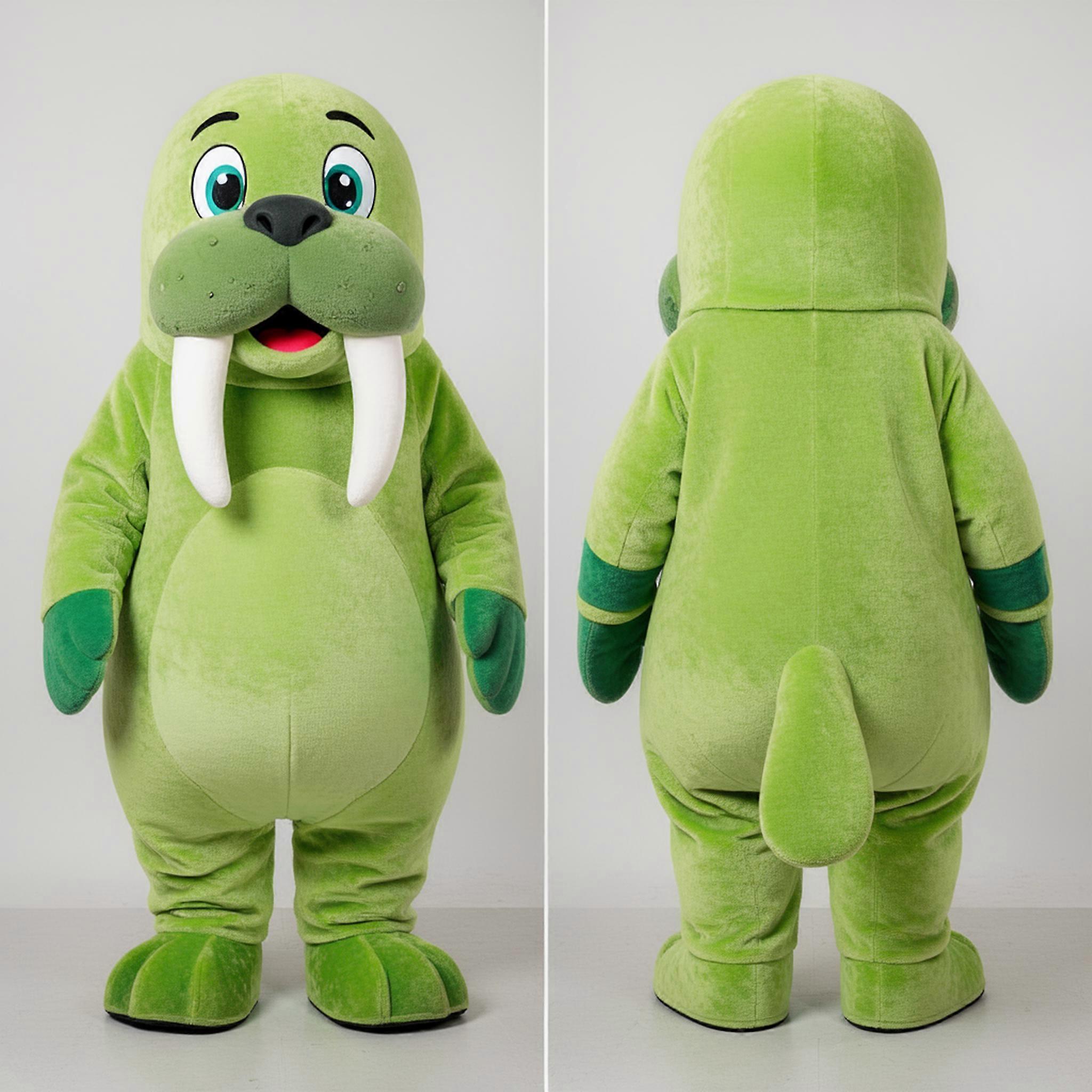 MASTICOT Lime Green Cartoon Walrus Mascot
