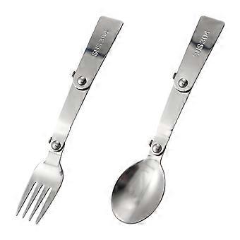OYWOBET Folding Camping Cutlery Set 304 Stainless Steel Travel Utensils Spoon and Fork for Outdoors