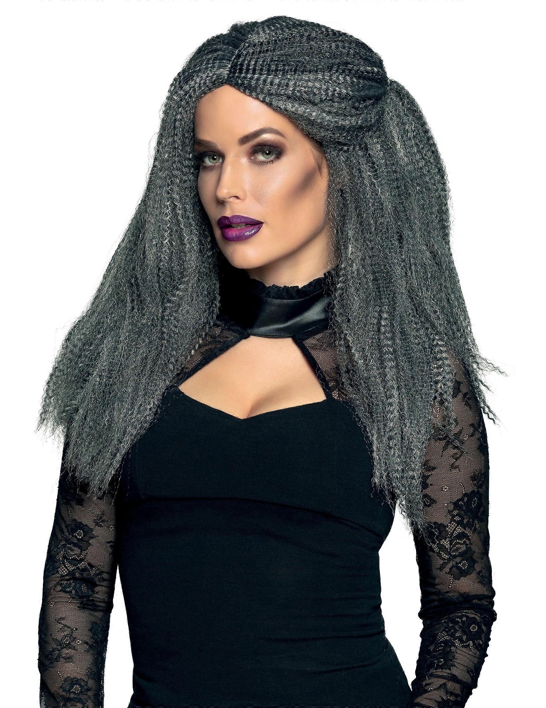 Women's gray crimped wig