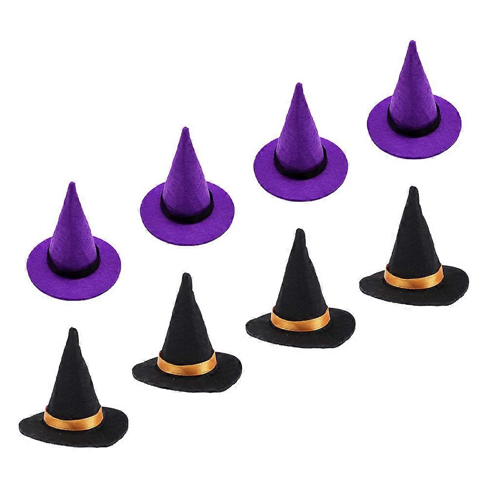 Witch Hat Multi-Function Mini Hats for Decoration 8Pcs Assorted Color Felt