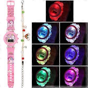 Unicorn Watch Kids Cartoon Luminous Watch 1Set for Time Display
