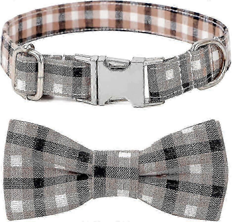 Plaid Bow Dog Collar Adjustable Fit