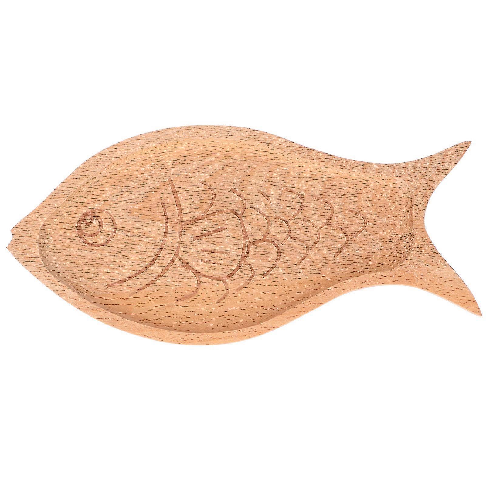 Fish-Shaped Beech Wood Serving Tray