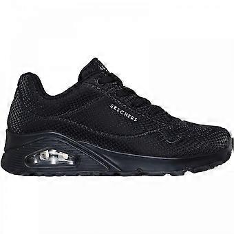 Women's Skechers UNO - Shiny Scale | Black | Womens Lace Up Trainers