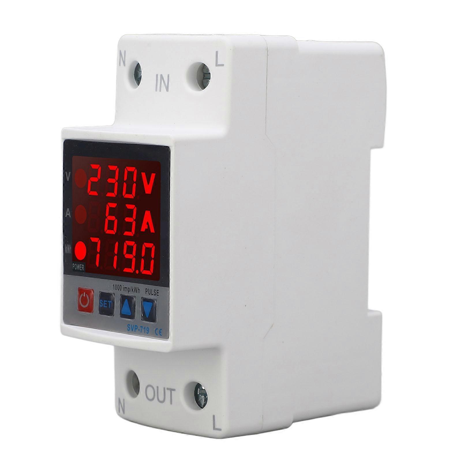 Over Under Voltage Protector Adjustable Self Resetting Intelligent Voltage Protective Device AC220V 63A
