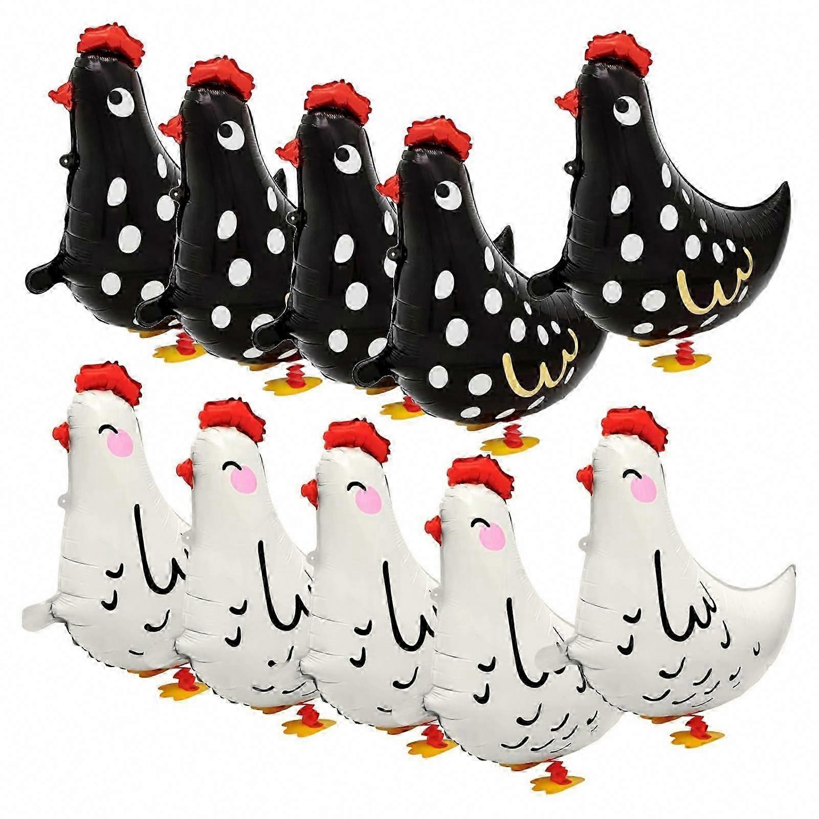 10-Pack Realistic Walking Chicken Balloons