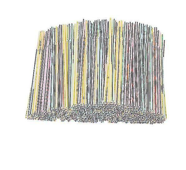 1000/500/100pcs Plastic Straws Multicolor Striped Bed Disposable Straws-1