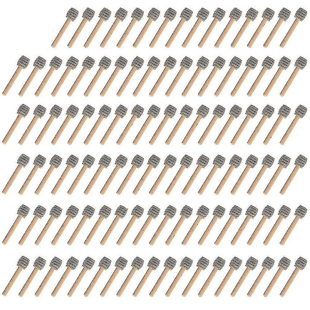 Pack Of 100 Mini 3" Wooden Honey Spoon Sticks, Individually Packaged