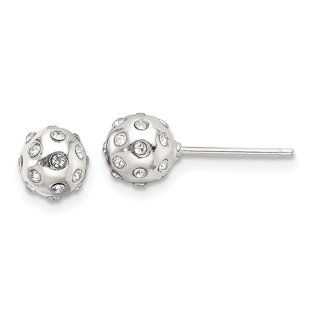 925 Sterling Silver Polished Cubic Zirconia 6.5mm Ball Stud Earrings 6.5x6.5mm Wide-Ball Earring for Women