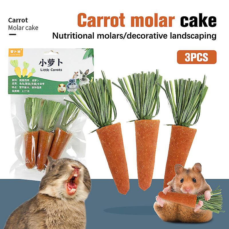 3pcs Small Animal Chew Carrots Natural Nutritious Carrot Nutritious Molar Toys