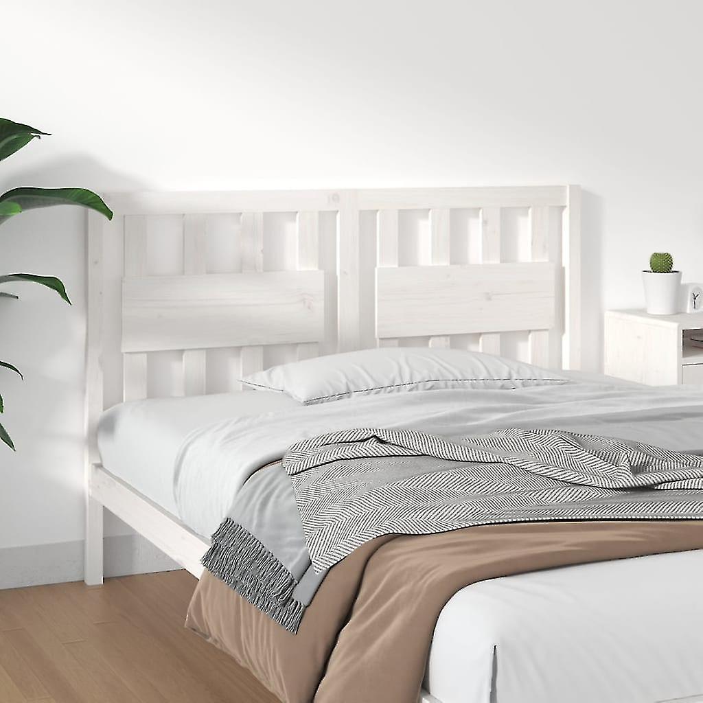 Headboard White 125.5x4x100 cm Solid Pine Wood