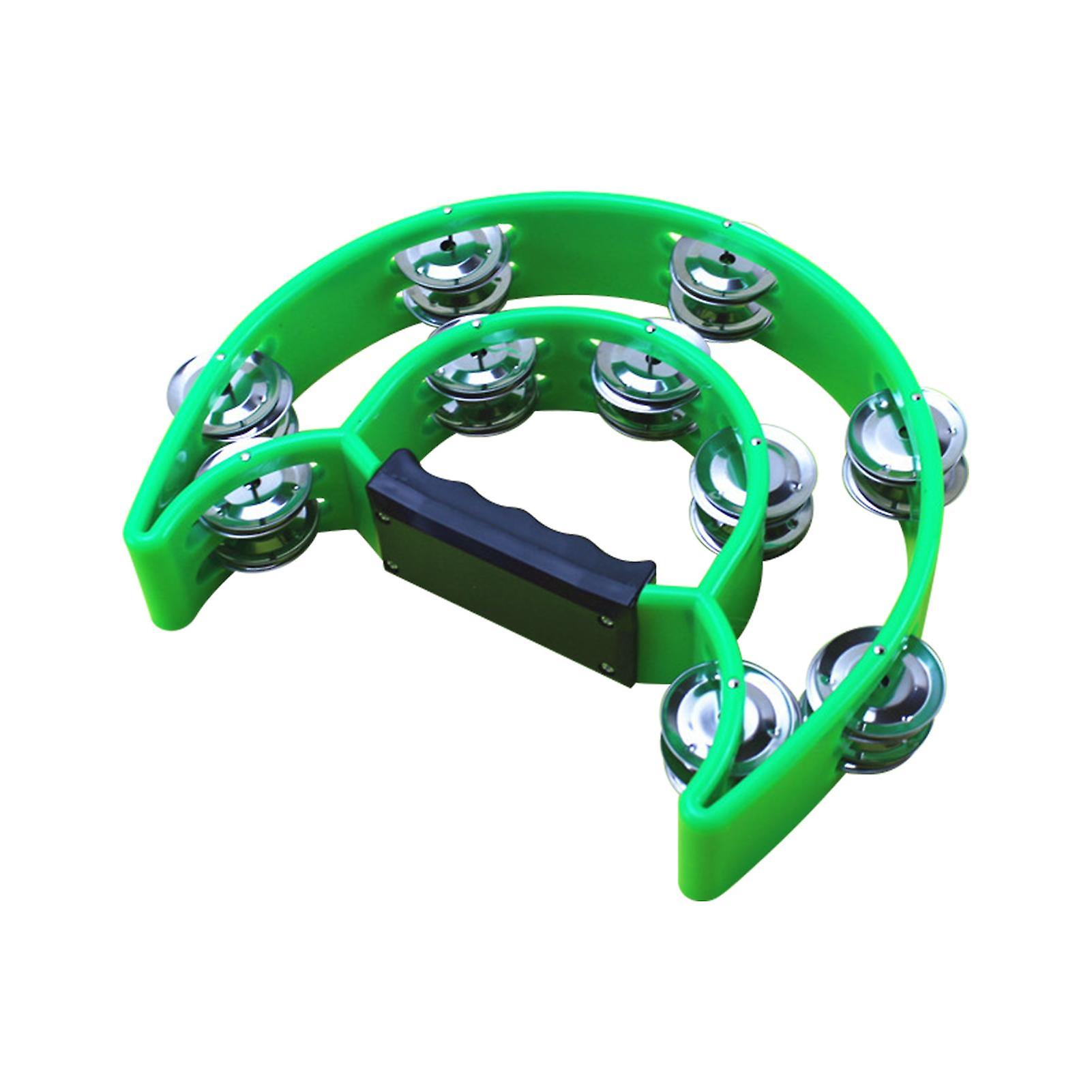 Double Row Handheld Tambourine Metal Jingles Hand Held Plastic Musical Percussion Drum Half Moon