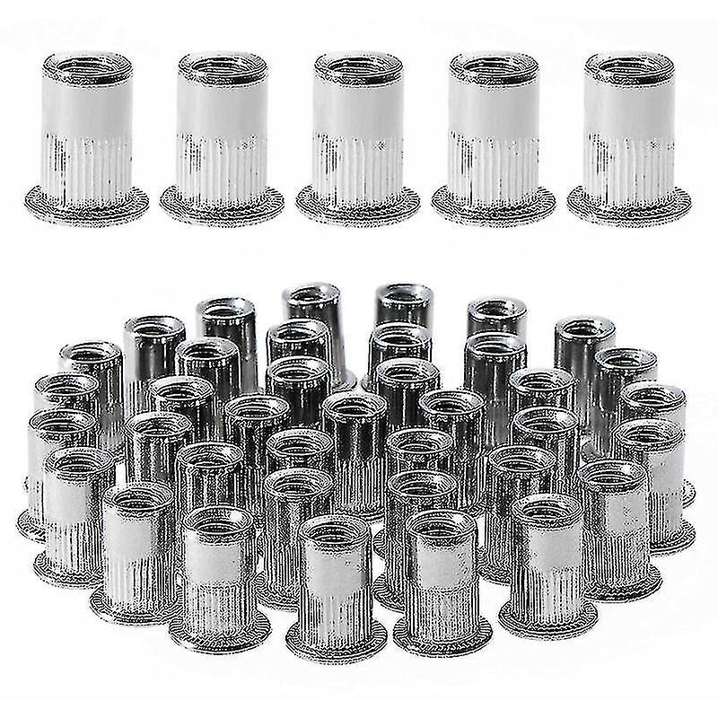 100pcs M6 Flat Head Threaded Rivet Nut, Stainless Steel Thread Rivet Nuts, Assortment Threaded Inserts For Mental