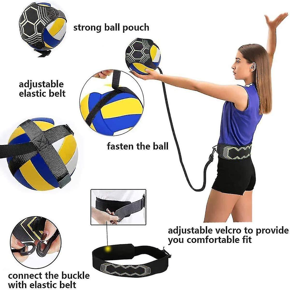 Volleyball Training Equipment Aid Solo Soccer Trainer Solo Practice Trainer For Serving Setting Spiking And Arm Swing Returns Ball After Every Sw