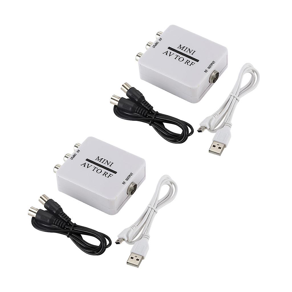 2 stk rca cvsb av til rf adapter 67.25mhz 61.25mhz video lyd tv signal bryter
