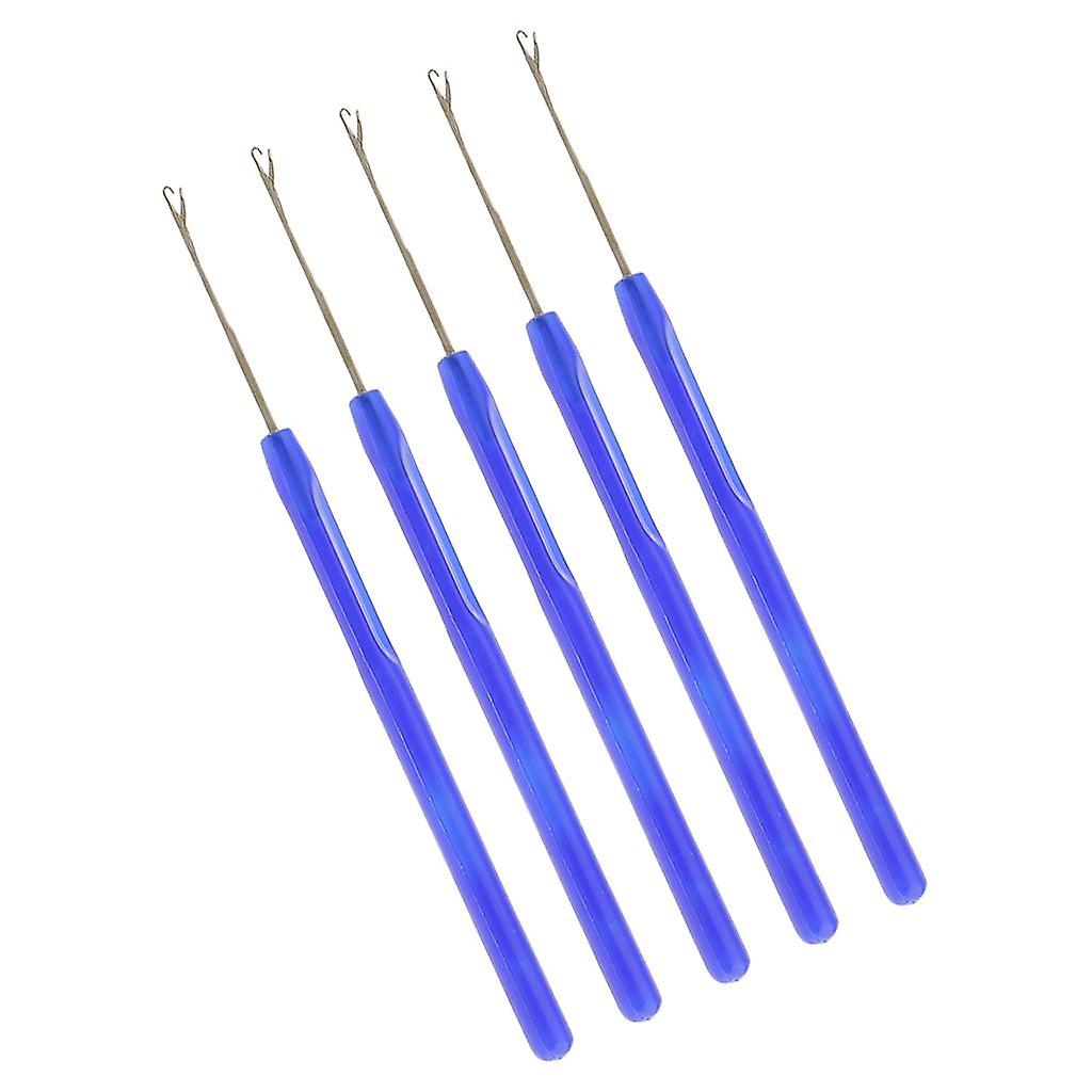 5 Pieces Pulling Hook Needle Tools for Micro Ring Hair Extensions Blue