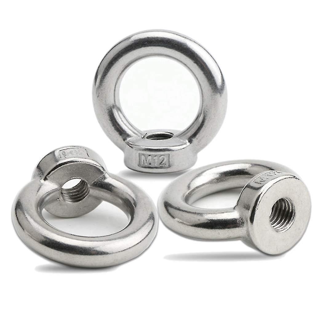 12pcs Ring Lifting Eye Nuts Female Threaded Nut Fastener 304 Stainless Steel, Pack-of-12, M6