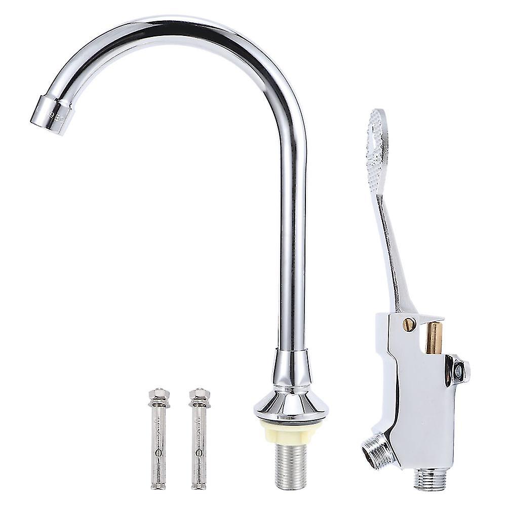 G1/2in Pedal Operated Water Faucet, Single Handle Cold Copper Foot Tap for Home and Hospital Use, Durable and Easy to Clean, Space Saving Design