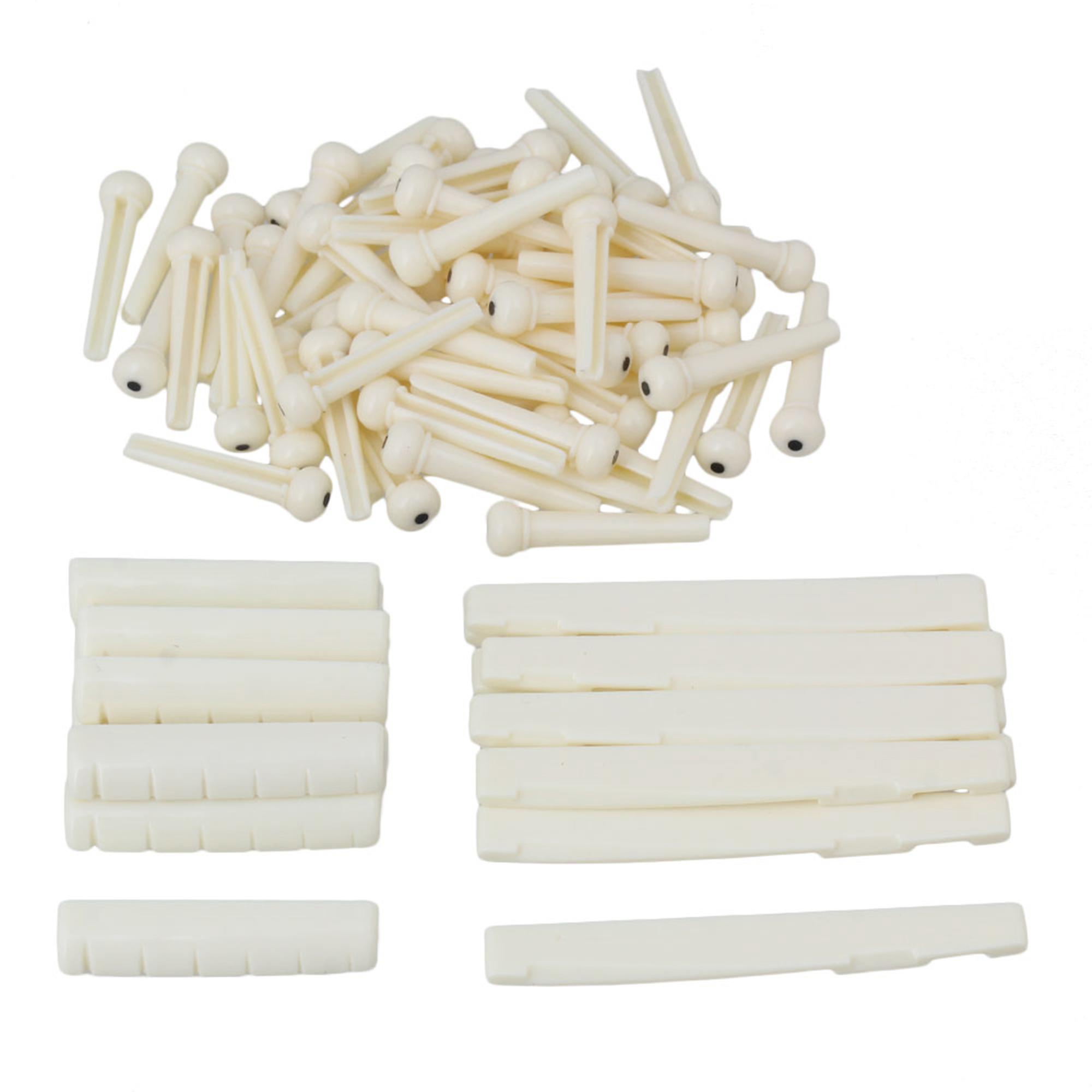 Acoustic Guitar Plastic Part Kit with 10 Saddles & 10 Nuts & 60 Pins