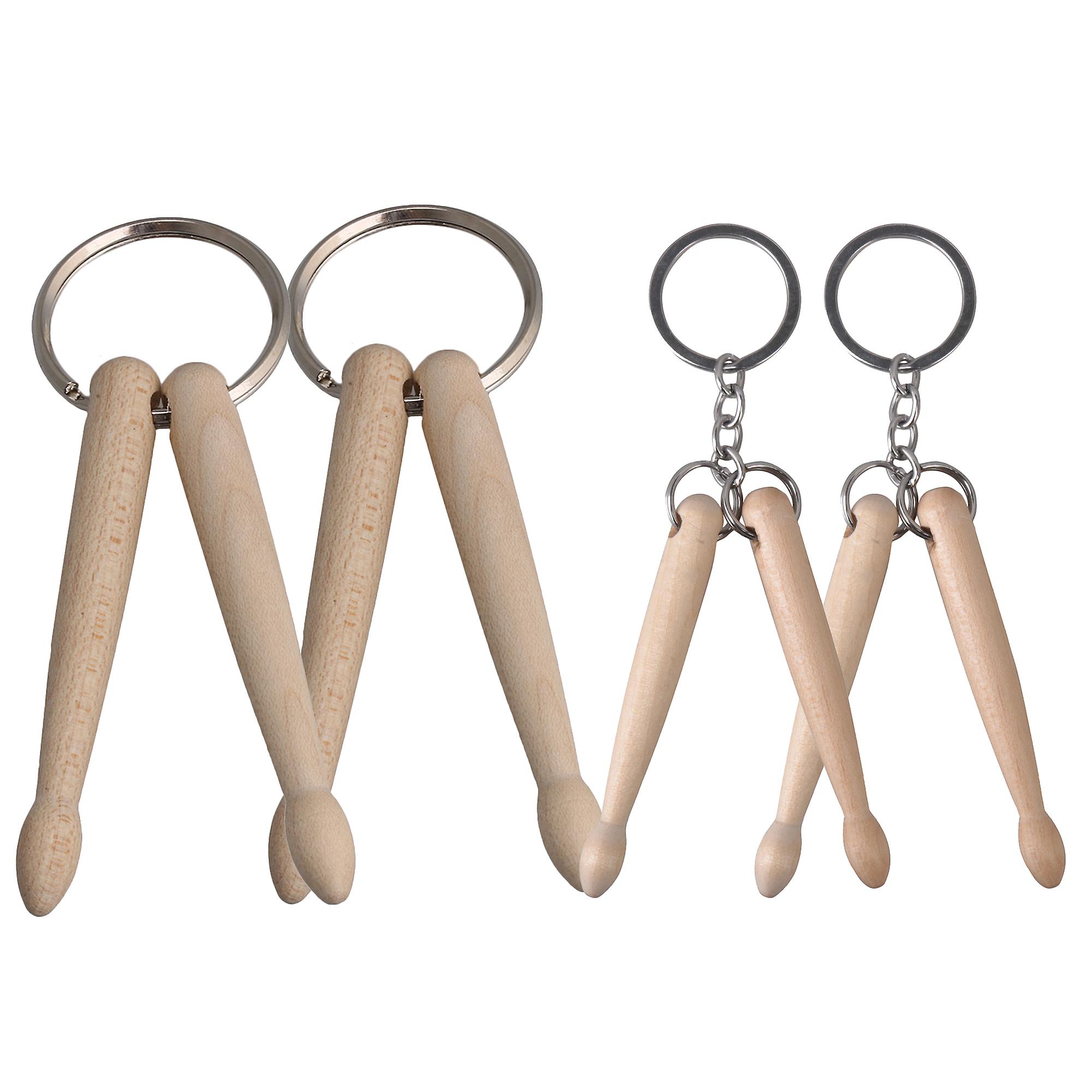 4PCS Wood Color Drum Sticks Keyring with Two Sticks for Musical Parts