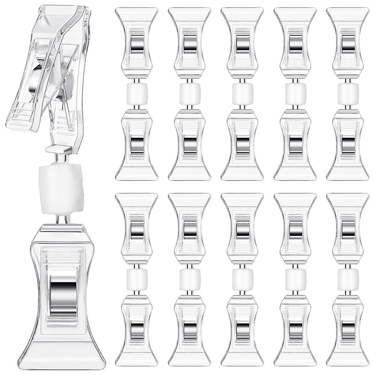 100Pcs Double Sided Sign Clips Sign Display Mini Clip Clear Rotatable Merchandise Clip on Sign Hold