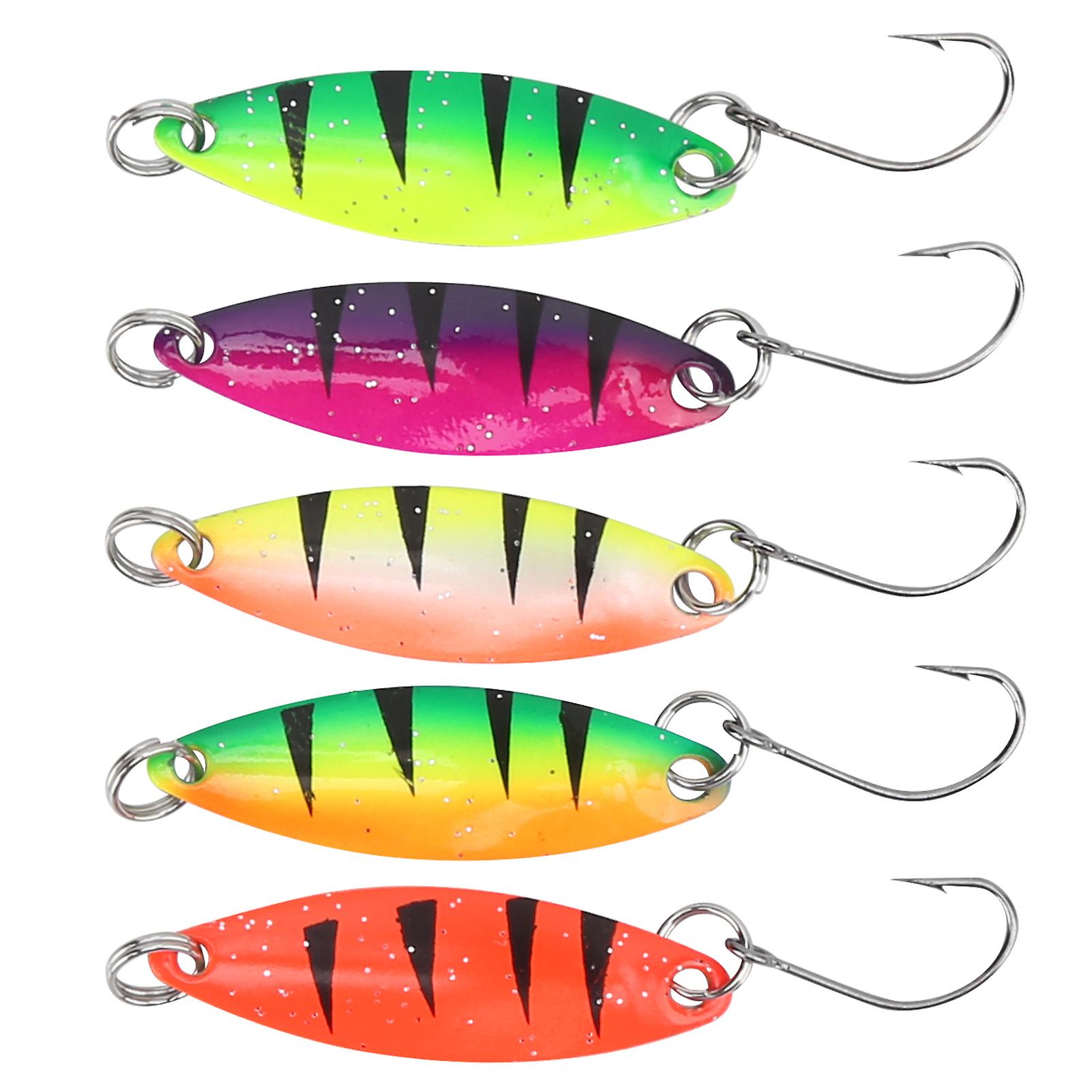 5pcs Bunte Zander Forelle Blinker Köder Metall Crankbait Hard Spoon Spinner Köder Einzelhaken