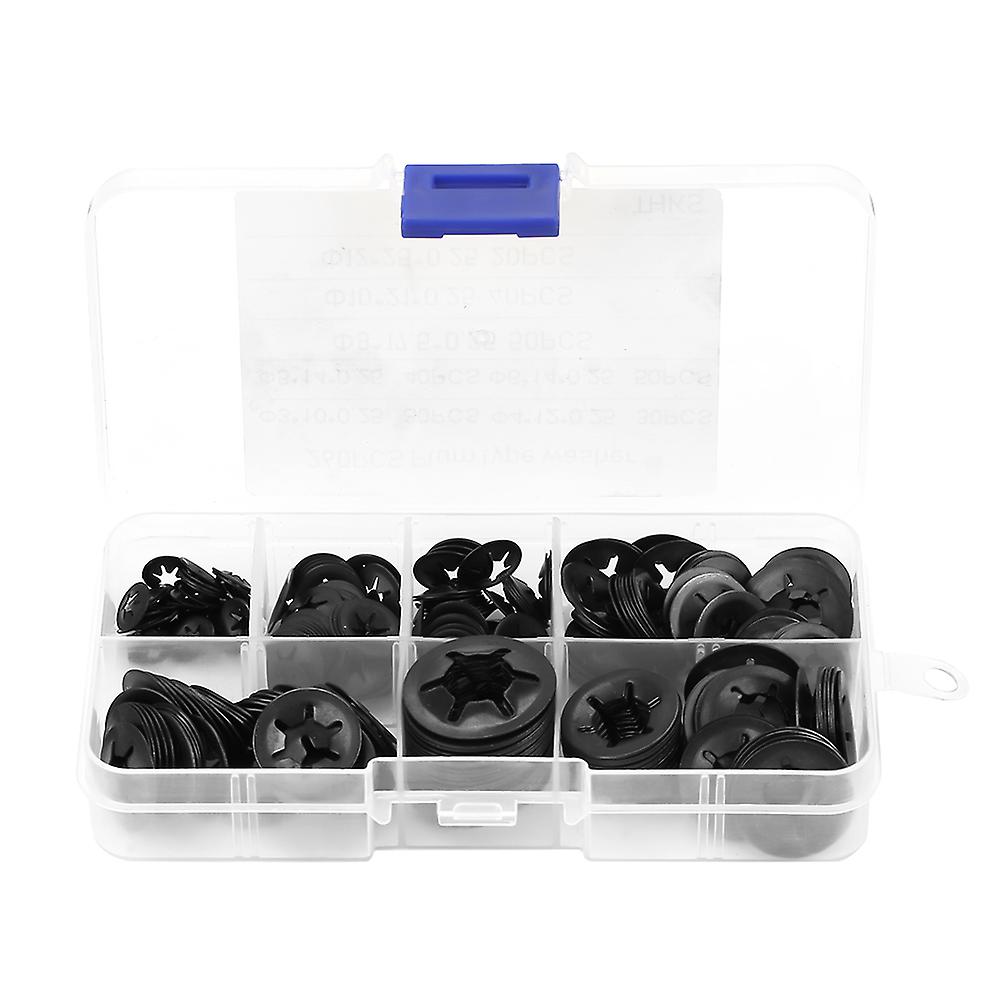 Risegun Retaining Lock Washer 260pcs Manganese Steel Push On Lock Washer Set, Retaining Washers in Sizes 3/4/5/6/8/10/12mm, Fasteners for Secure