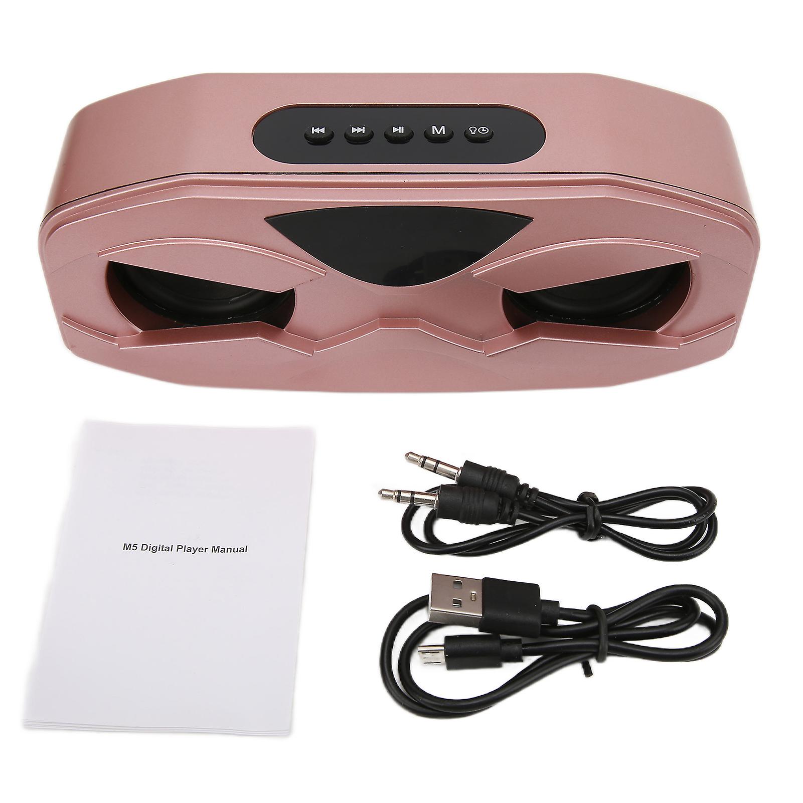 Robot Design Speaker Small BuiltIn Microphone Clear Adjustable Durable LED Light WIreless Speaker(Rose Gold )