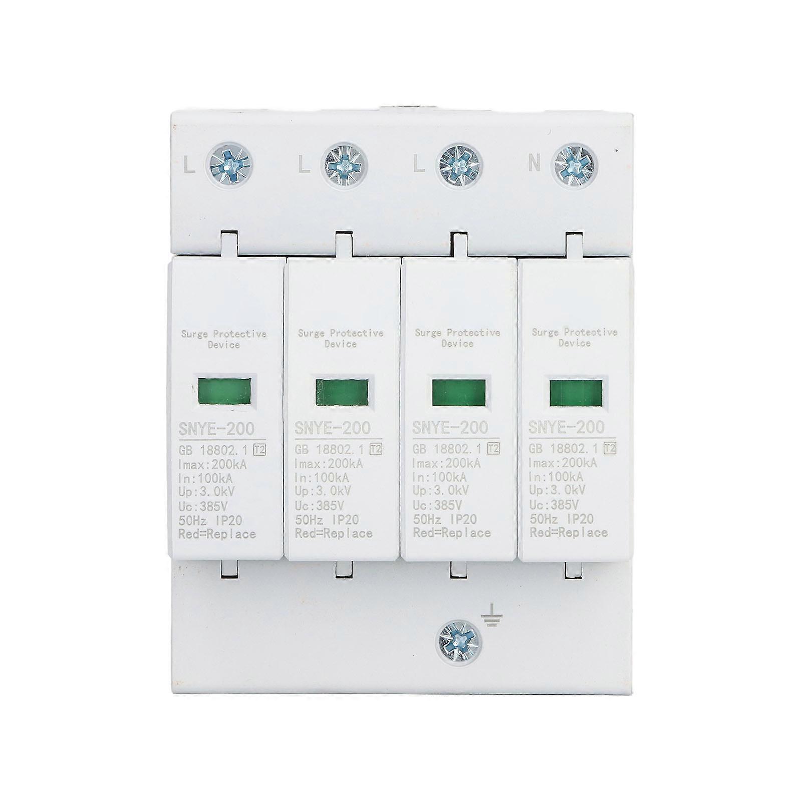 Protector contra sobretensiones PC Shell Visual Window External Terminal Plug in Design AC Protective Arrester Device White 200KA 4P 385V
