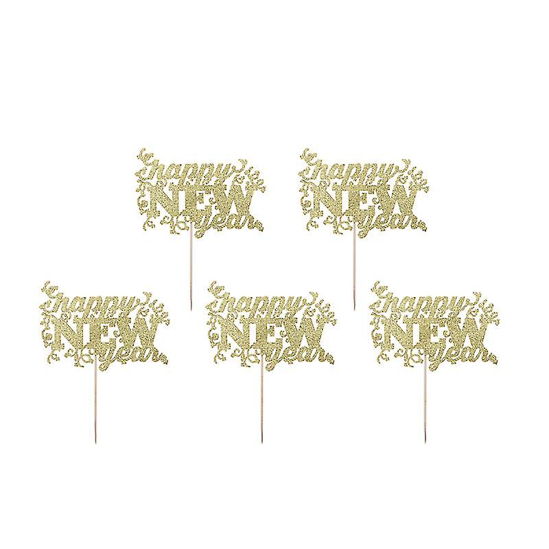 5pcs Happy New Year Cake Topppers