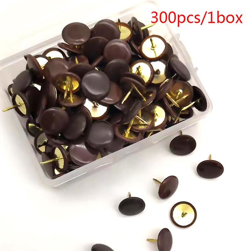 300Pcs di 12 colori plastificate puntine rivestite di plastica a testa piatta puntine sughero board ufficio cancelleria creativa Brown