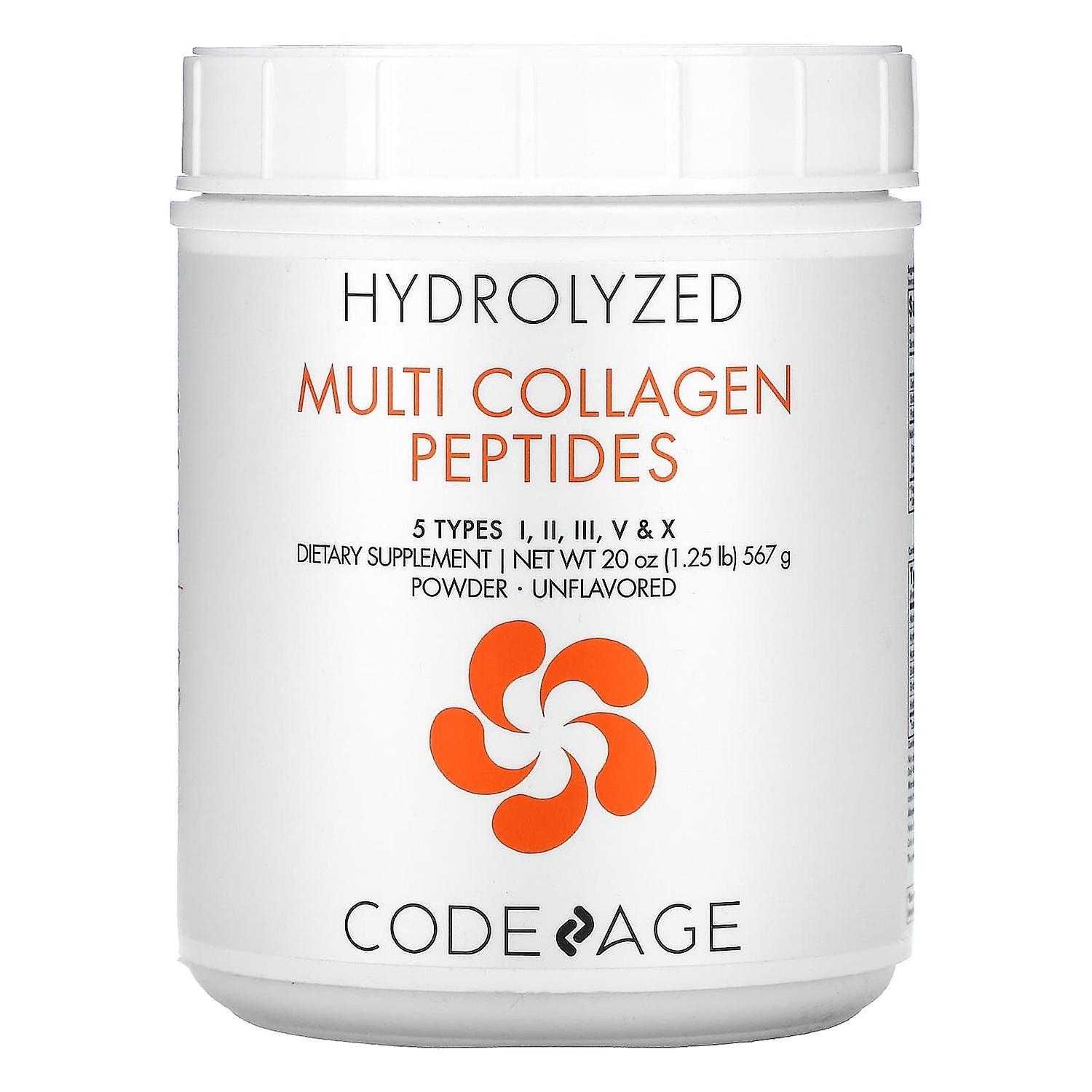 Codeage, Hydrolyzed, Multi Collagen Peptides, 5 Types I, II, III, V, X, Powder, Unflavored, 20 oz (5