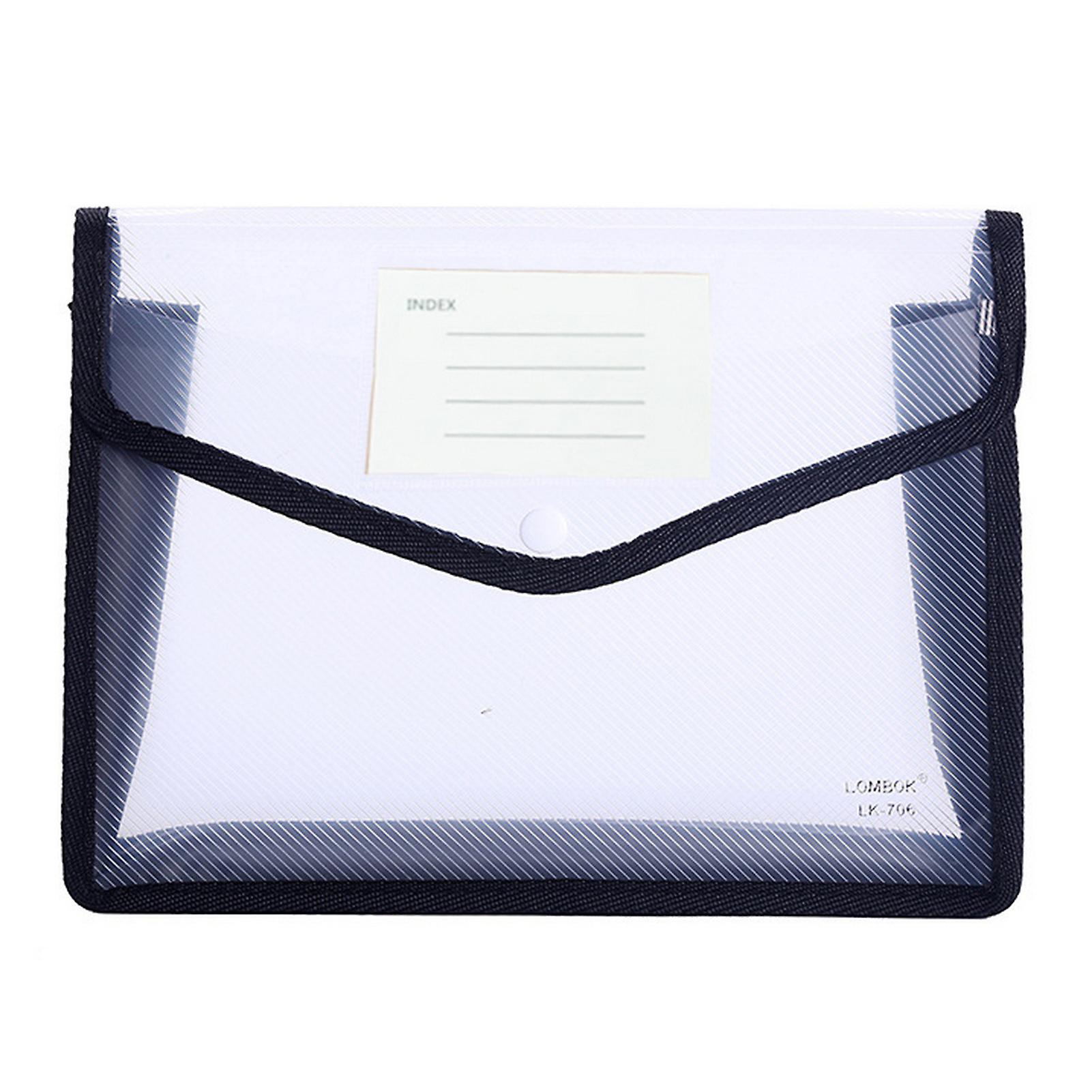 A4 Colorful File Folder with Label Pocket Horizontal Snap Button Portable Examination Paper Document File Organizer Bag School Supplies