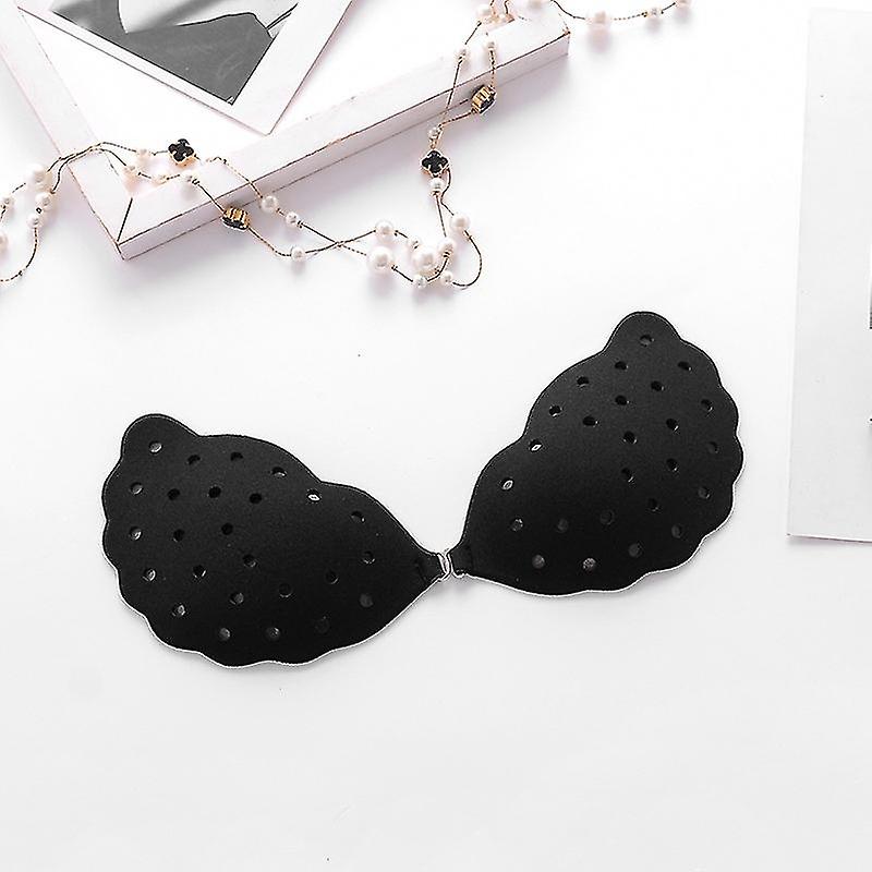 Sticky Bra Breathable Strapless Bra Adhesive Push Up Backless Bras Black D Cup