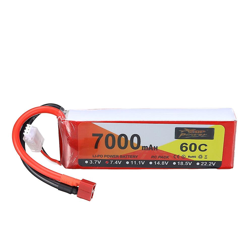 ZOP Power 7.4V 7000mAh 60C 2S LiPo Battery T Deans Plug for RC Drone
