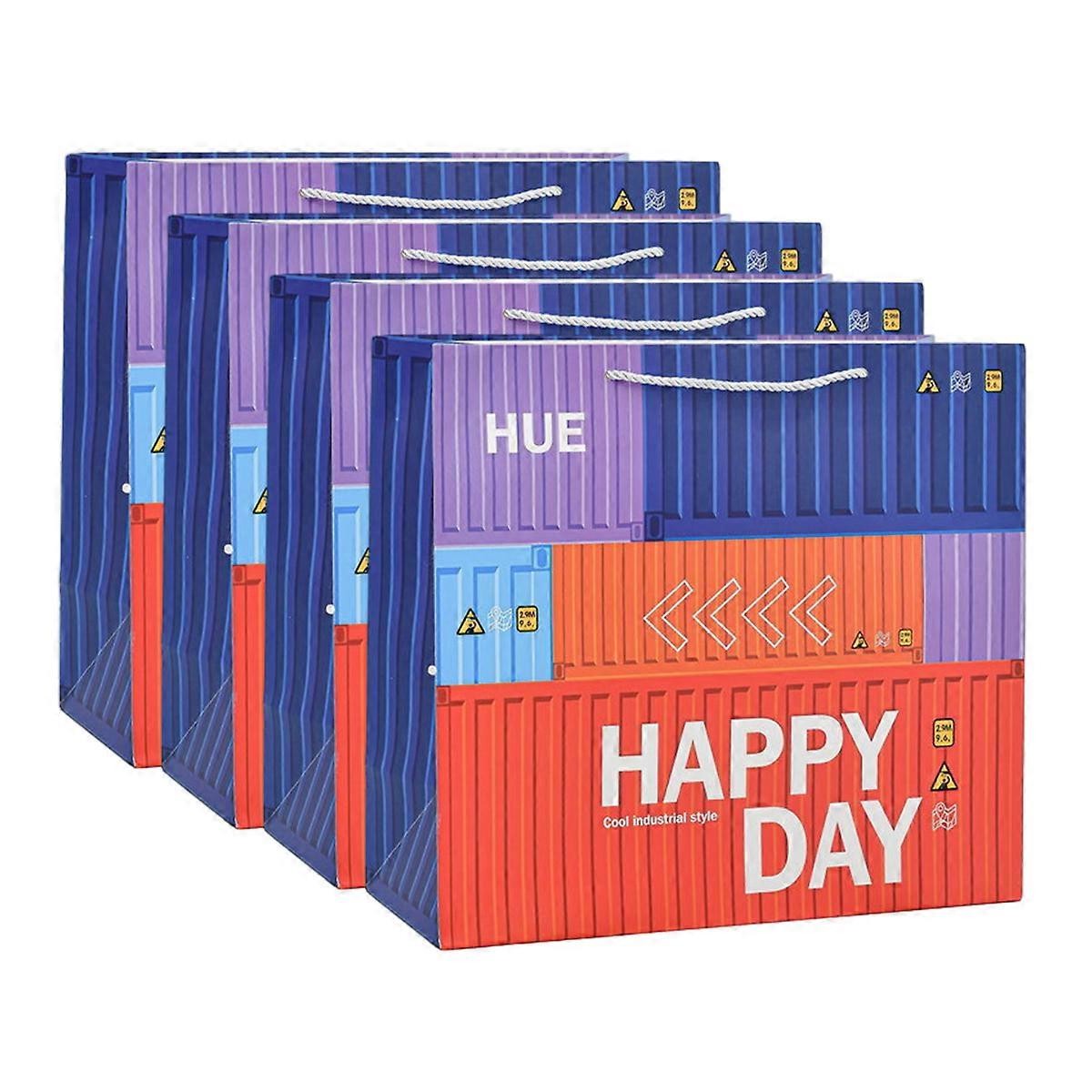 A2pbtus 4pcs Happy container mode sac cadeau sac en papier sac en papier Hot foil sac cadeau boîte c