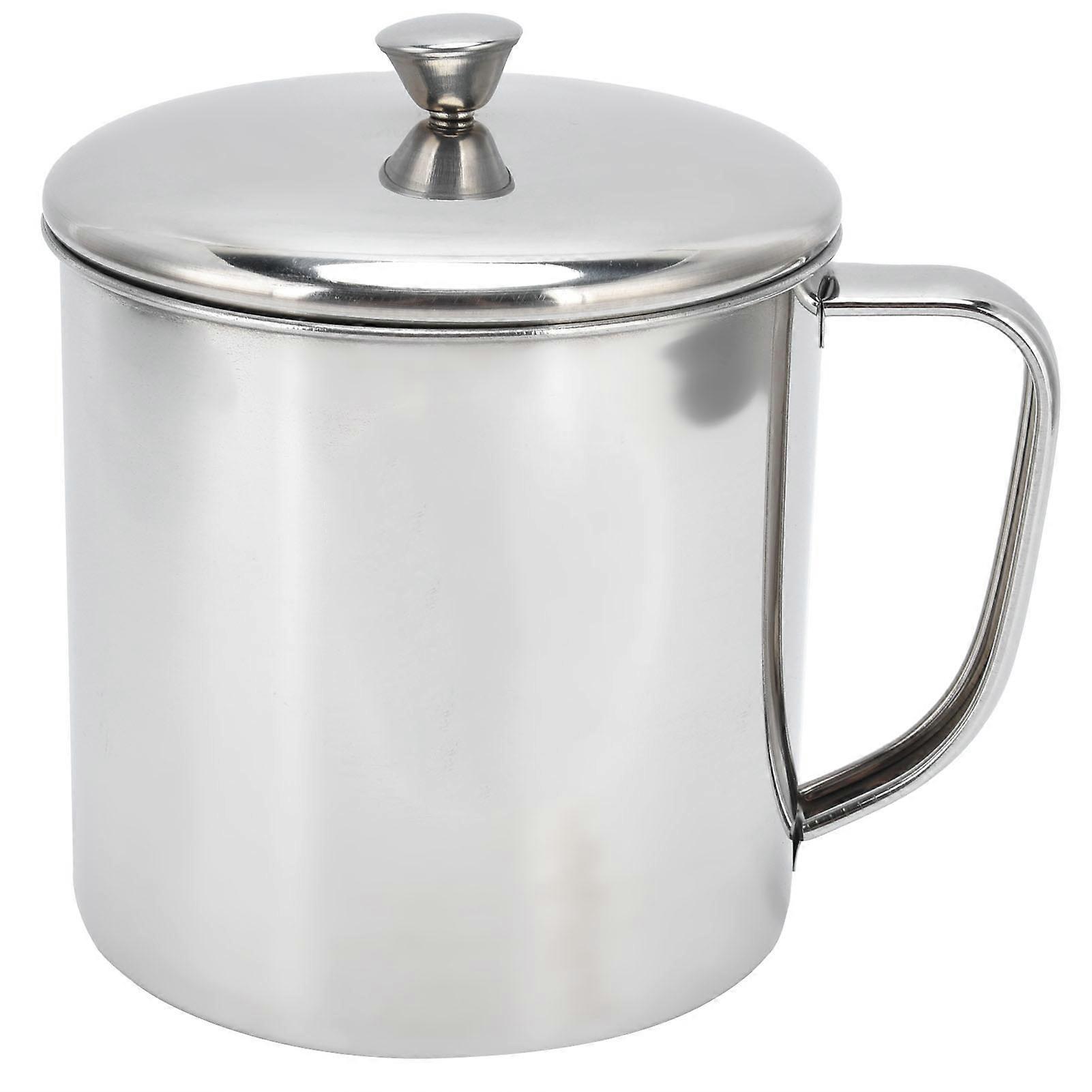 Tekopp Bærbar 304 Rustfritt Stål Vannkopp Med Lokkhåndtak Drikkemelkkopp For Hjem Utendørs Reiser