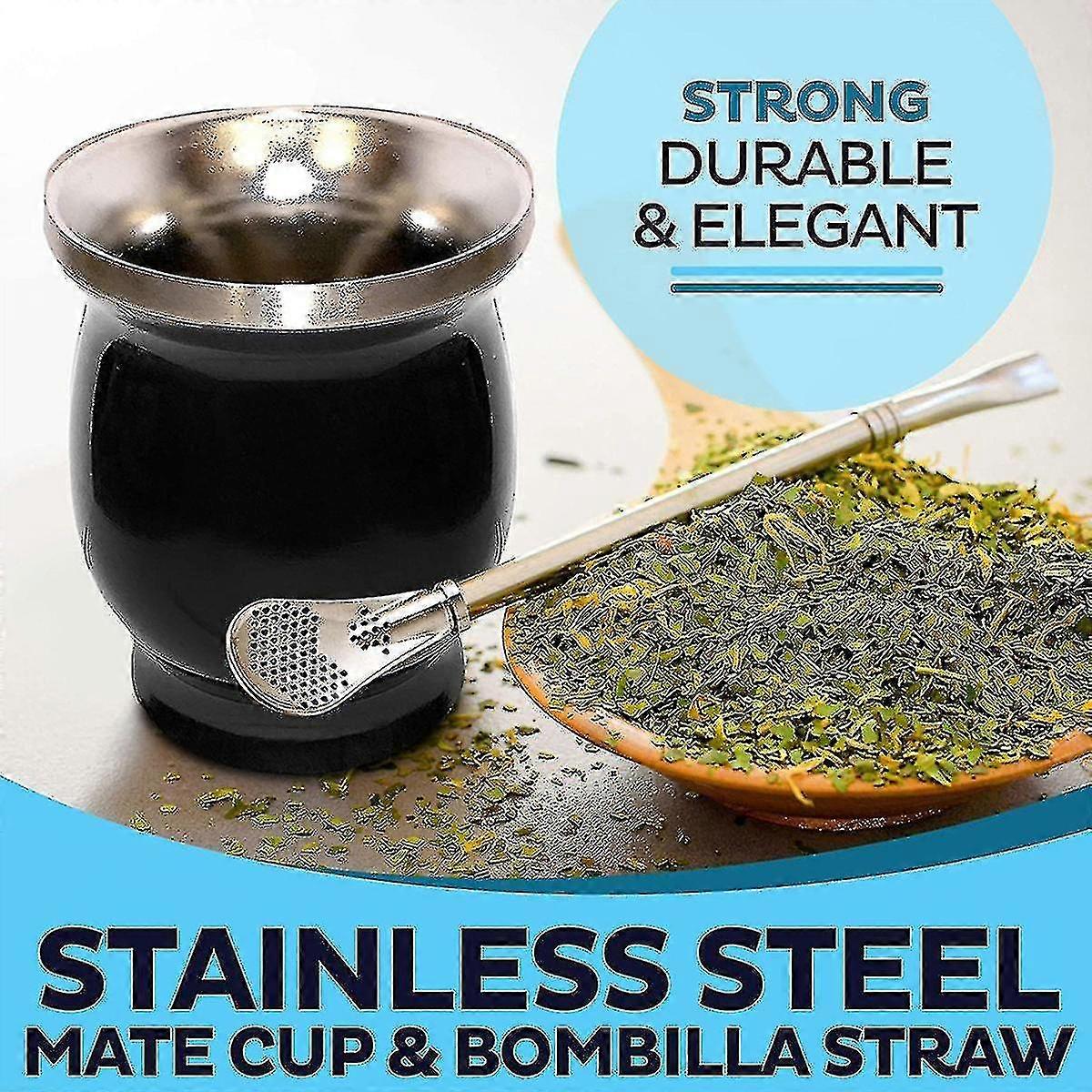 thirei Yerba Mate Cup, 230ML Tazze Mate, Yerba Mate Set, con Cannuccia e Scovolino, per Cucine, Ristoranti, Caffè, Bianco