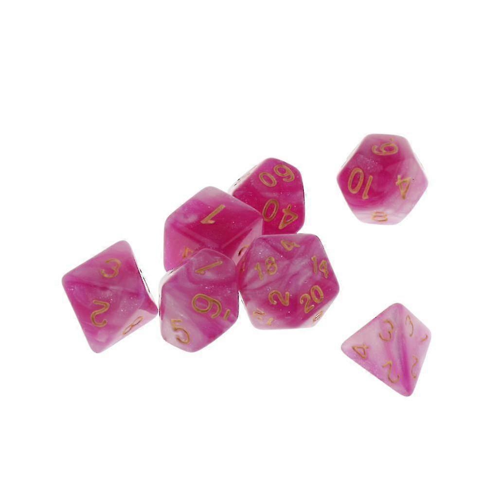 7pcs Polyhedral Pink Dice For Dnd Rpg Games