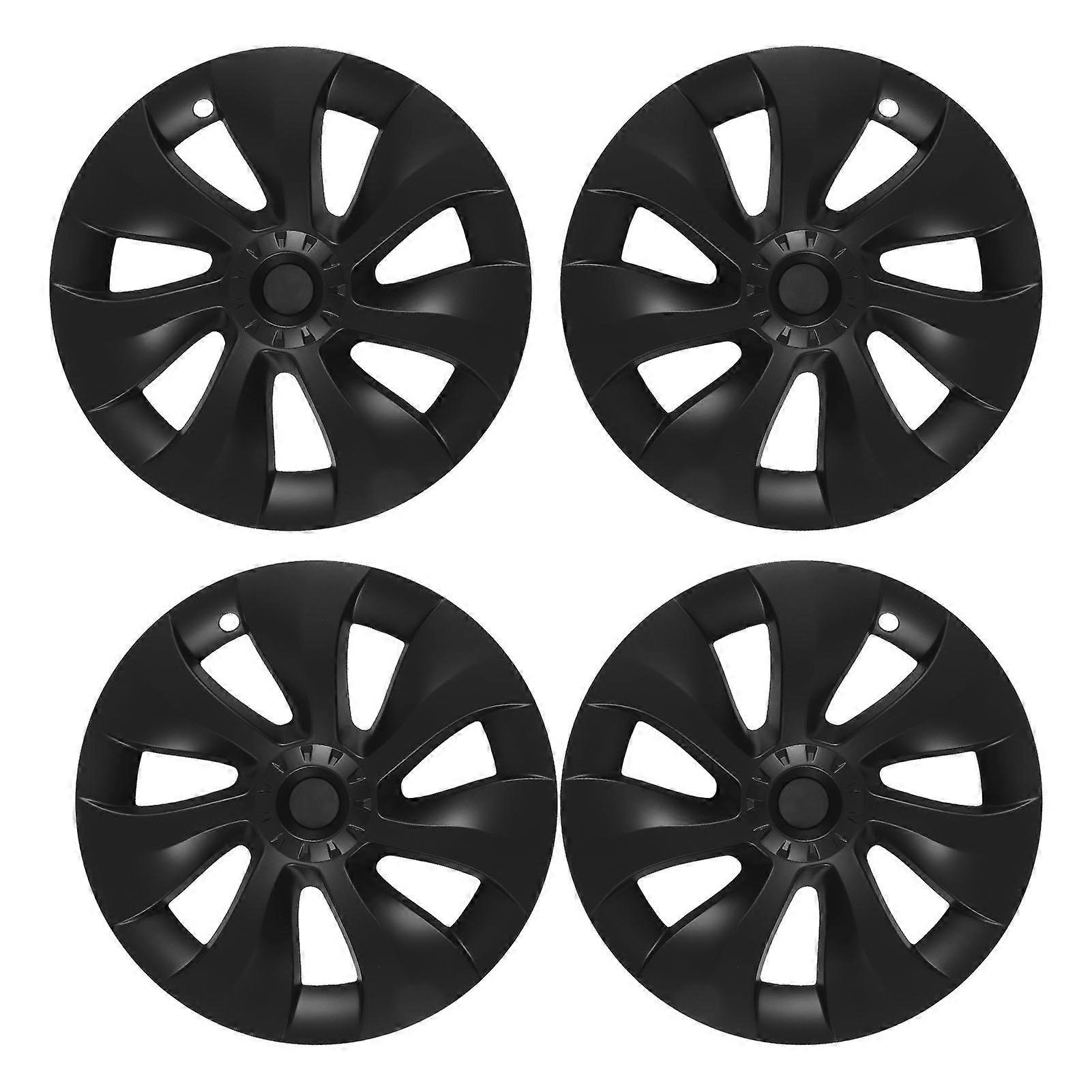 4Pcs Hubcap Wheel Covers Matte Black Reduced Wind Resistance Stylish Wear Resistant Replacement for Tesla Model Y Symmetrical E2U311