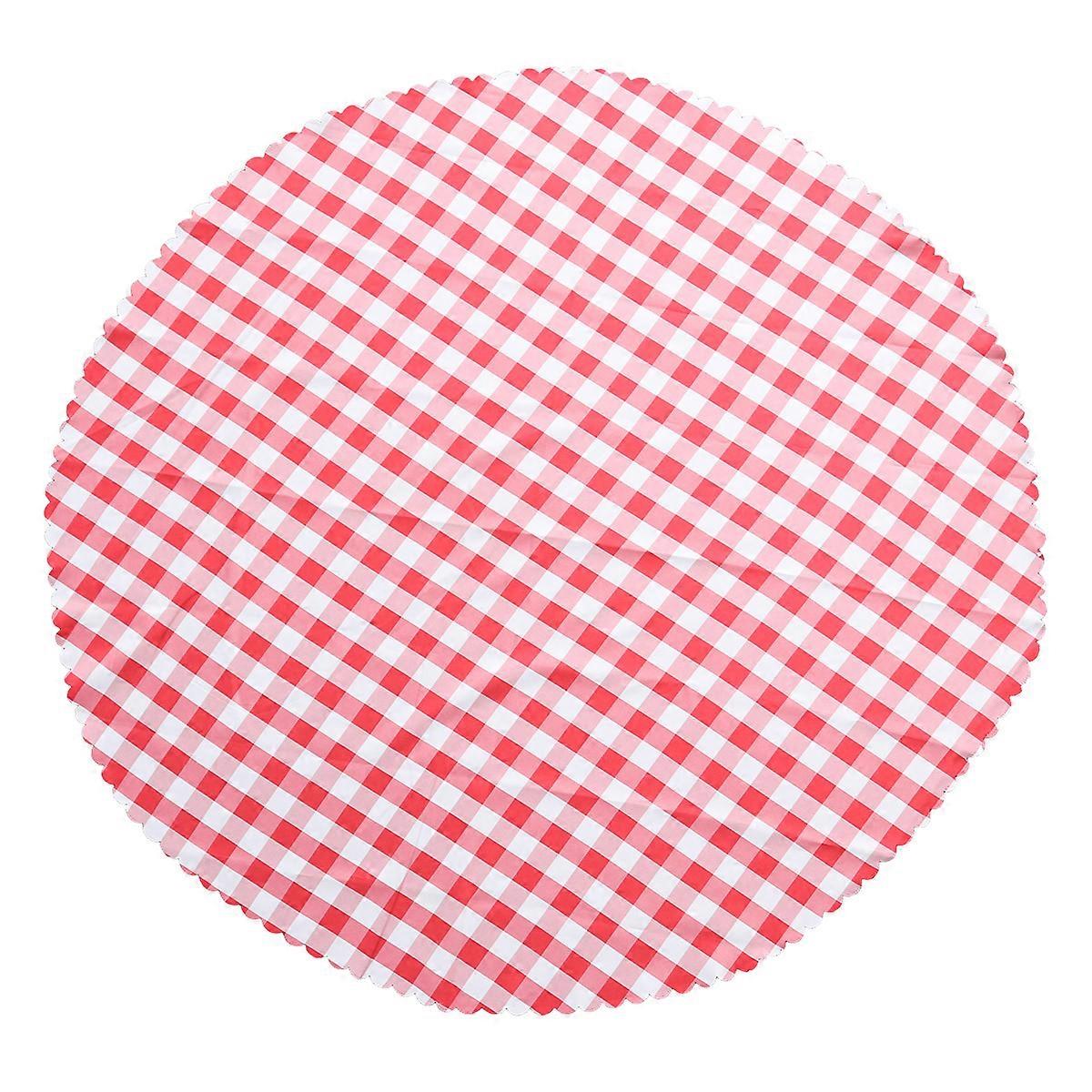 Checkered Table Cloth Round Tablecloth Polyester Table Cover for Restaurant Hotel Camping Picnic (Red Checkered, 1.6m)