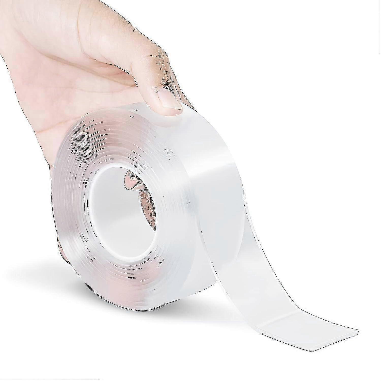 Double Sided Hardware Tape Heavy Duty,Reusable Strong Sticky Wall Strips Transparent Poster Carpet for Paste Items,Household (9.85FT)_Dec