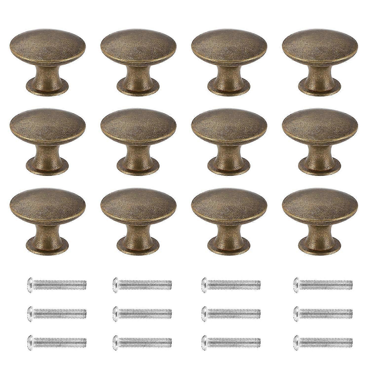 12 Chic Vintage Antique Brass Cabinet Knobs for Kitchen Cabinets - 30mm