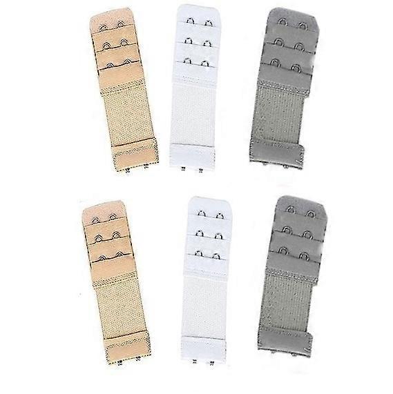 Comfortable Elastic Bra Extender 3 Rows 2 Hooks 6-pack