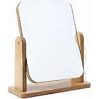 Espejo de maquillaje de mesa giratorio de 360 grados con soporte, espejo de escritorio de madera transparente, espejo Rectangular de pie, Lefou STOL