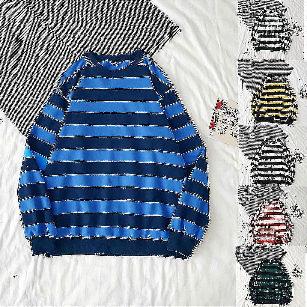 Pasiasty sweter z nadrukiem damski Moda z okrągłym dekoltem Luźny sweter z dzianiny