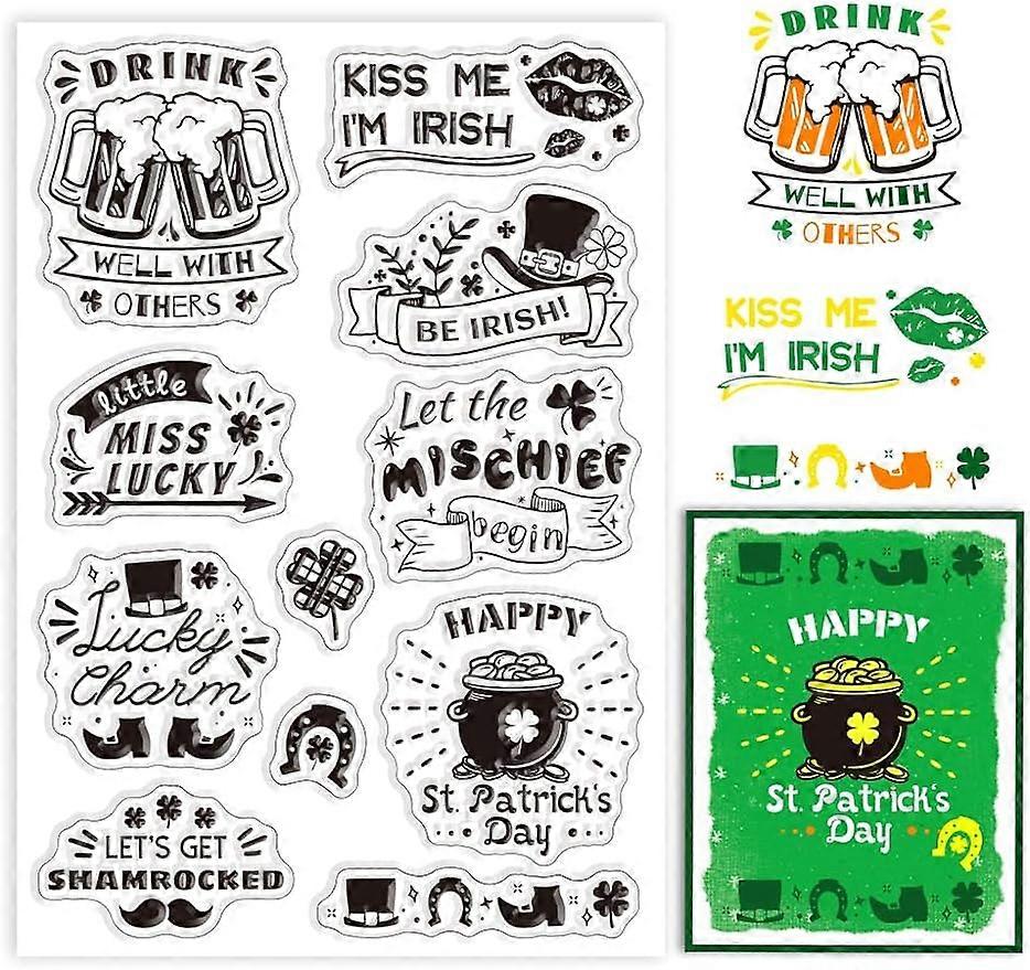 1Sheet Clover Shamrock Clear Silicone Stamps