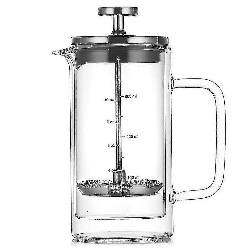 Double Layer High Borosilicate Glass Press Pot With Scale